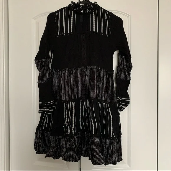 Zara | Dresses | Zara Black Embroidered Tiered Dress | Poshmark